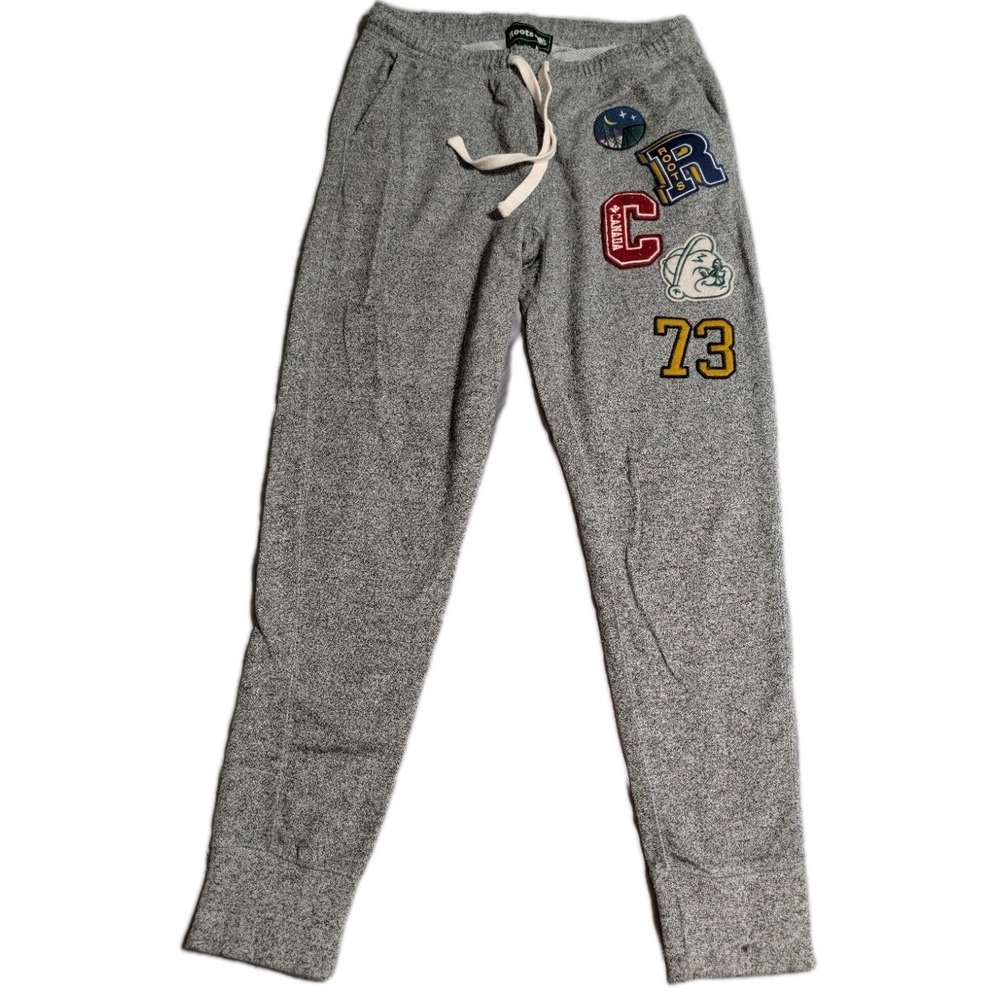 Roots Canada Sweatpants Mens Small Gray Patch Logo Joggers Lounge Pants